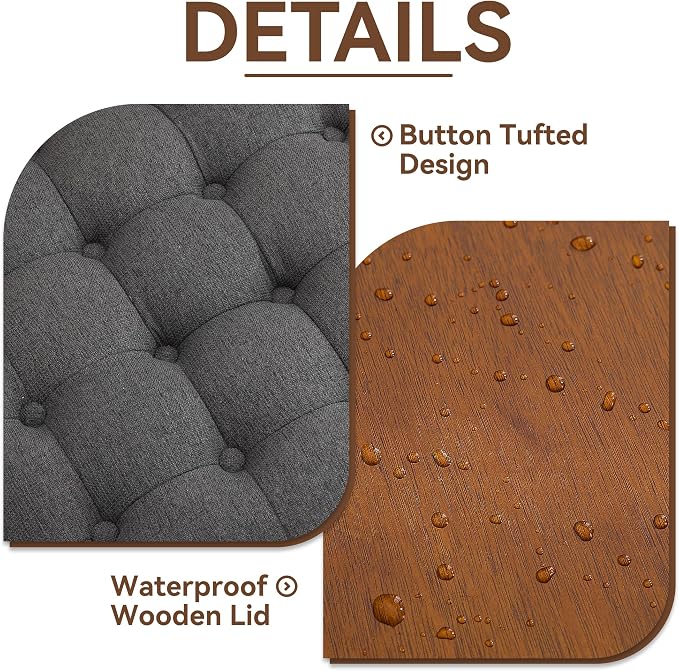 24Inch Round Storage Ottoman - Image 4