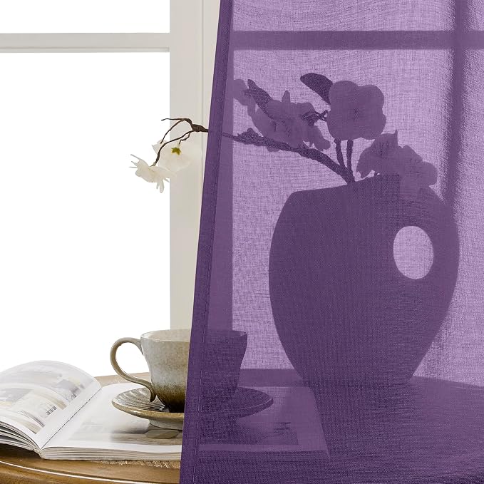 Tollpiz Short Sheer Door Curtains Closet Linen Textured Curtains Sheer Doorway - Image 9