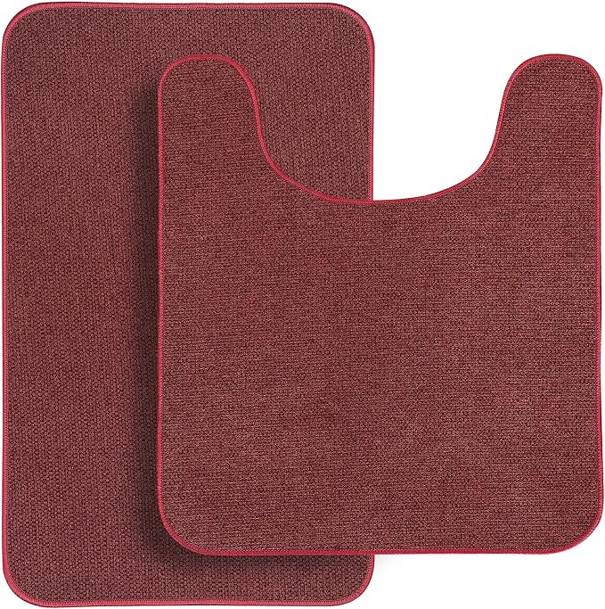 Bathroom Rugs Set 2 Pieces, Thin Bathroom Mats, Toilet Rugs, Quick Dry by BosapDirect