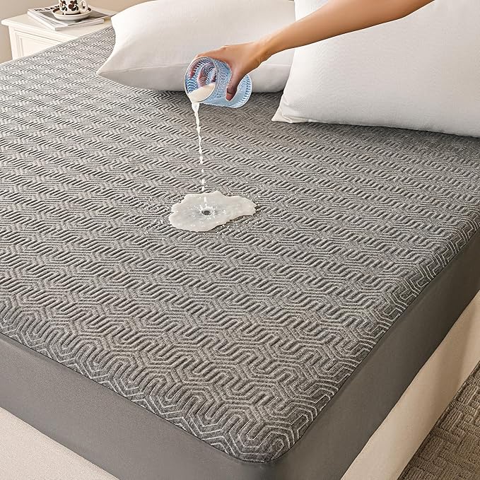 GRT Queen Mattress Protector Waterproof, Breathable Bamboo Charcoal Fiber by GRT