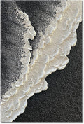 NANKAI Handcrafted Thick Texture Black and White Abstract Canvas Art Ocean Wave by NANKAIOilPaintingArt